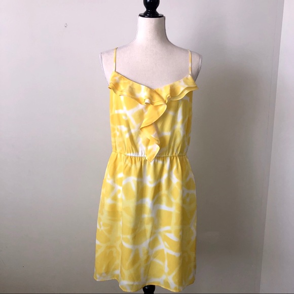 Gianni Bini Yellow White Dress-Sz L - Picture 2 of 5